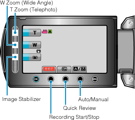 Operation buttons for video recording