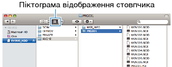 Clicking on the column display icon