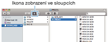 Clicking on the column display icon
