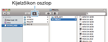 Clicking on the column display icon