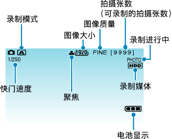 Indications during still image recording