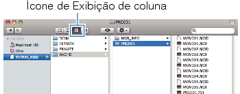 Clicking on the column display icon