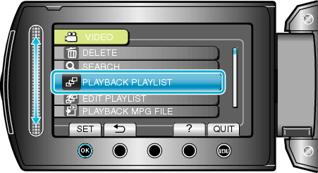 Selecting &#34;PLAYBACK PLAYLIST&#34;