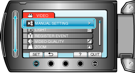 Selecting &#34;MANUAL SETTING&#34;