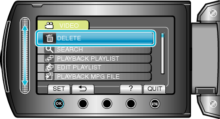 Selecting the delete menu