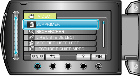 Selecting the delete menu