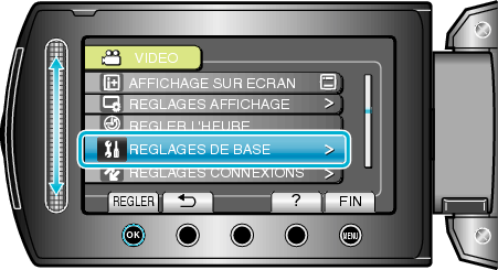 Selecting "CAMERA SETTINGS"