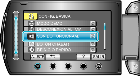 Selecting "OPERATION SOUND"