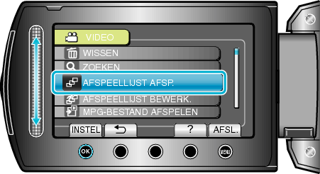 Selecting "PLAYBACK PLAYLIST"