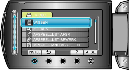 Selecting the delete menu