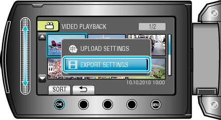 Selecting "EXPORT"