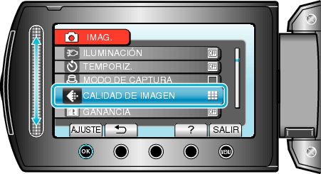 Selecting "IMAGE QUALITY"