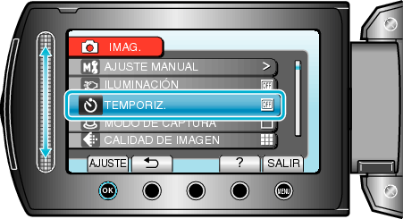Selecting "SELF-TIMER"