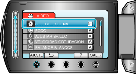 Selecting "SCENE SELECT"