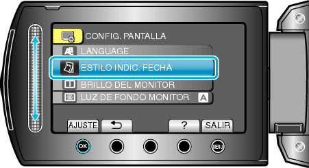 Selecting "DATE DISPLAY STYLE"
