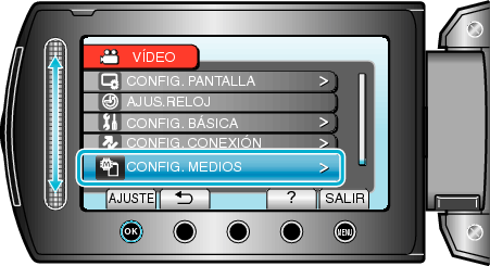 Selecting "MEDIA SETTINGS"