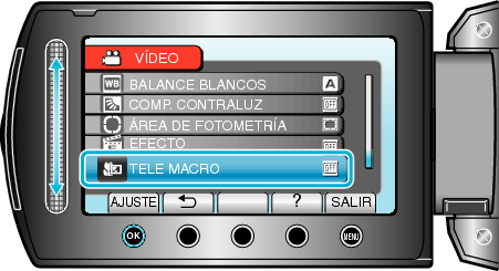 Selecting "TELE MACRO"