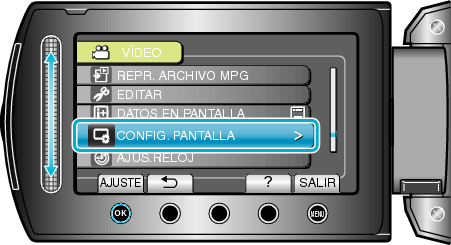 Selecting "DISPLAY SETTINGS"