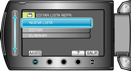 Selecting "NEW LIST"