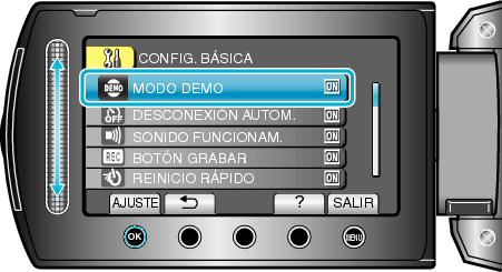 Selecting "DEMO MODE"