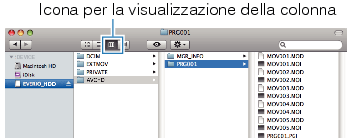 Clicking on the column display icon