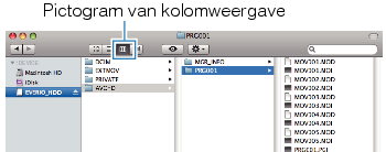 Clicking on the column display icon