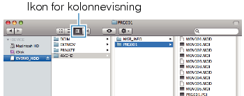 Clicking on the column display icon