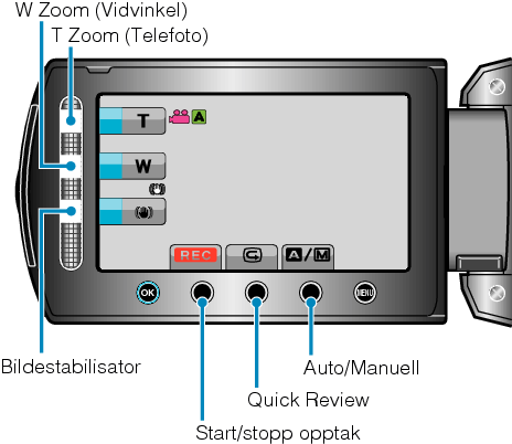 Operation buttons for video recording