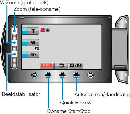 Operation buttons for video recording